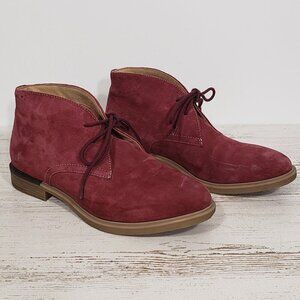 Hush Puppies  Bounce  Burgundy Suede Chukka Boots Booties  Womens 8